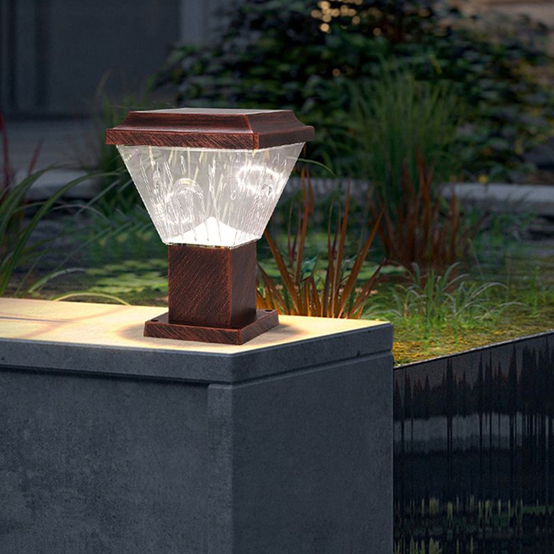 Modern LED Pillar Lamp Waterproof Solar Lighting Fixture with Acrylic Shade for Garden