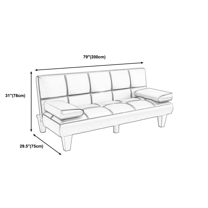 Foldable Faux Leather Pillow Top Arm Loveseat with Biscuit Back for Living Room