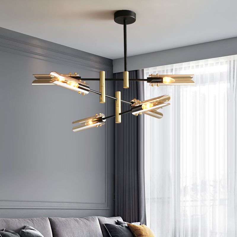 Contemporary Gold Black Iron Hanging Chandelier Ceiling Hanging Light Fixture