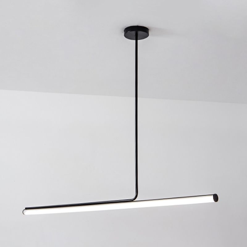 Modern Aluminum Pendant Lighting Linear Shape Hanging Light Fixtures in Black and White