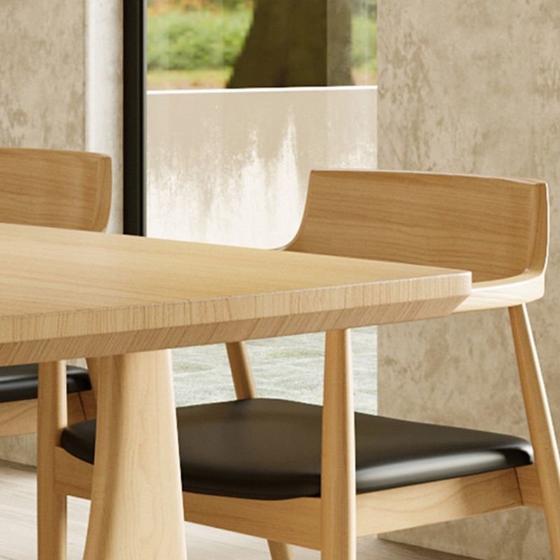 Double Pedestal Table Contemporary Wood Dinner Table for Home