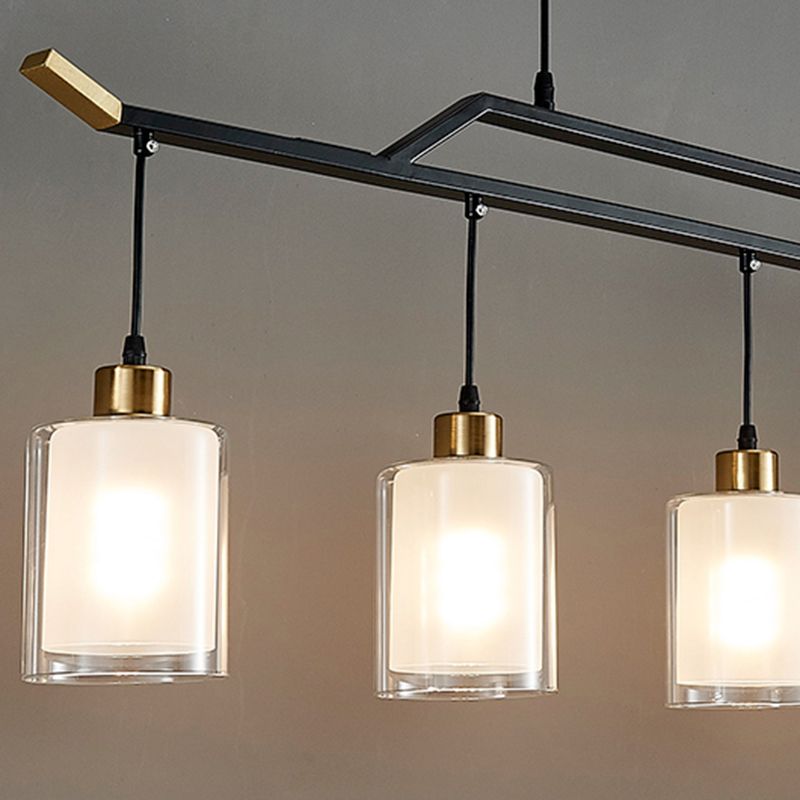 Black Island Chandelier Lights Glass Modern Hanging Lamp for Dining Room