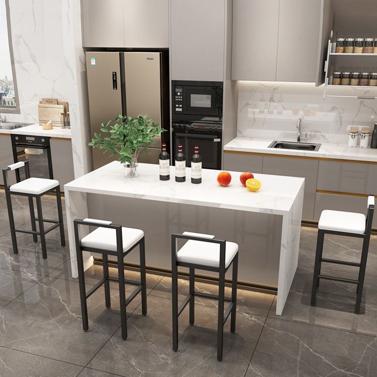 Contemporary Footrest Upholstered Home Stool Matte Finish Low Back Barstool