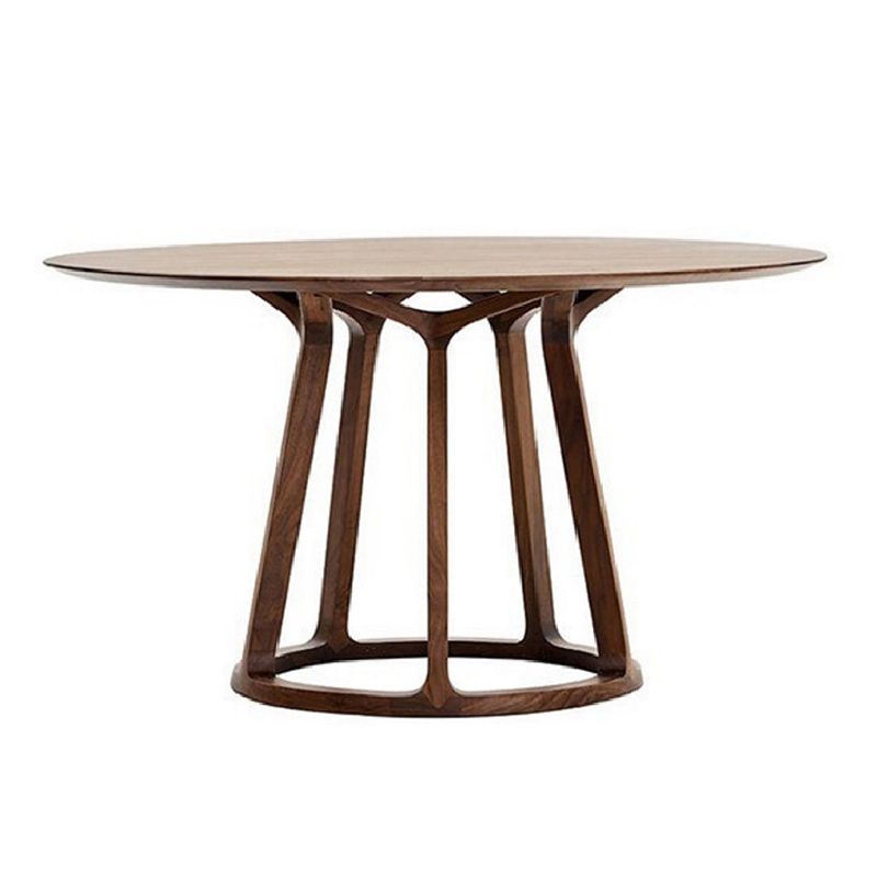 Contemporary 1/2/5 Pieces Furniture Round Solid Wood Dining Set in Brown