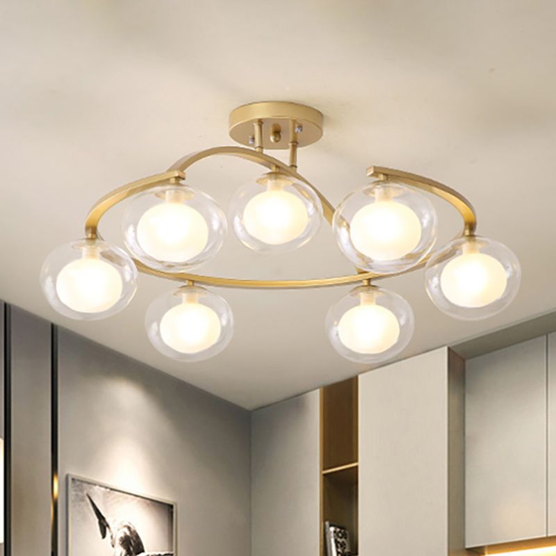 Mont semi-plafond du bras Twist avec une teinte ovale lampe au plafond en métal contemporain pour le café