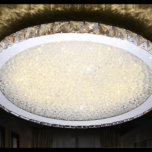 Modern Minimalist Crystal Flush Mount Ceiling Lamp Round Shape LED Flush Mount Lighting for Bedroom