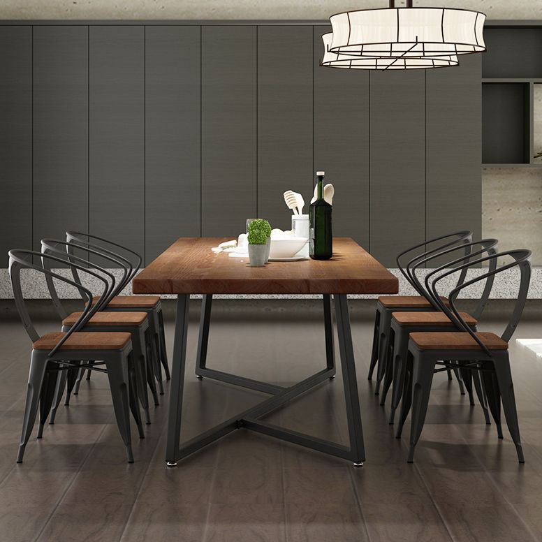 1/7 Pieces Rectangular Dining Table Set Industrial Style Wooden Home Table Chairs