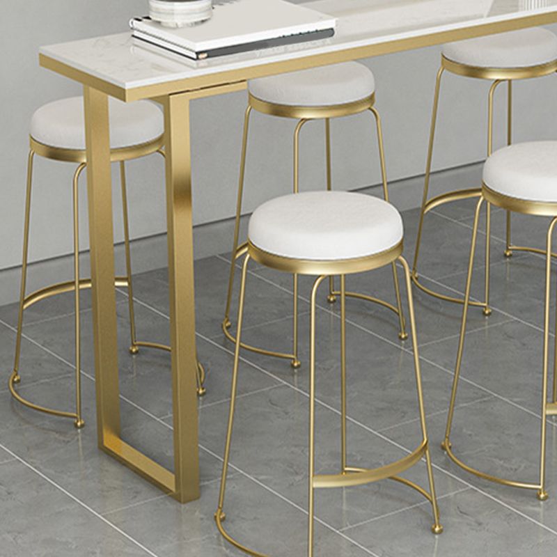 Faux Marble Table Modern Style Bistro Bar Table with Sled Base