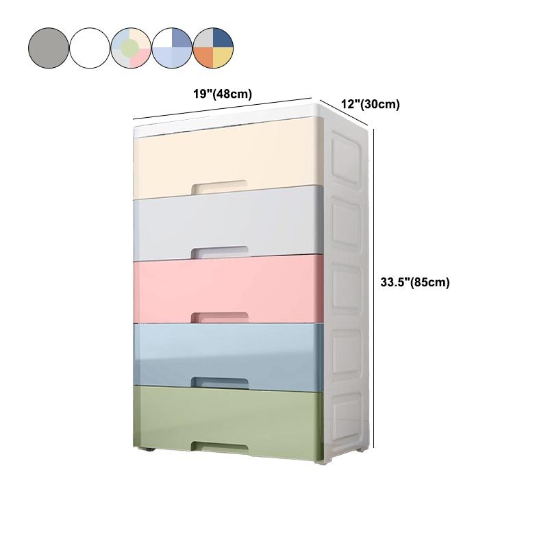 Contemporary Style Non-Hanging Armoire Plastic Cabinet with Drawers