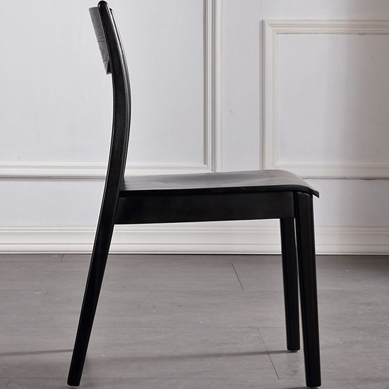Solid Wood Side Chair Modern Black Indoor Dining Chair for Living Room