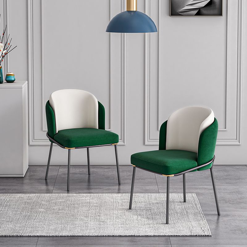 Contemporary Metal Dining Chairs Upholstered Armless Dining Chairs for Home Use