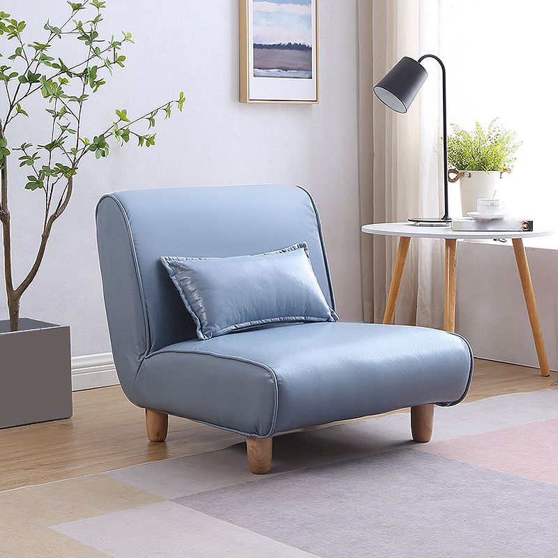 24.4" Wide Faux Leather Fixed Back Sponge Armless Slipper Chair