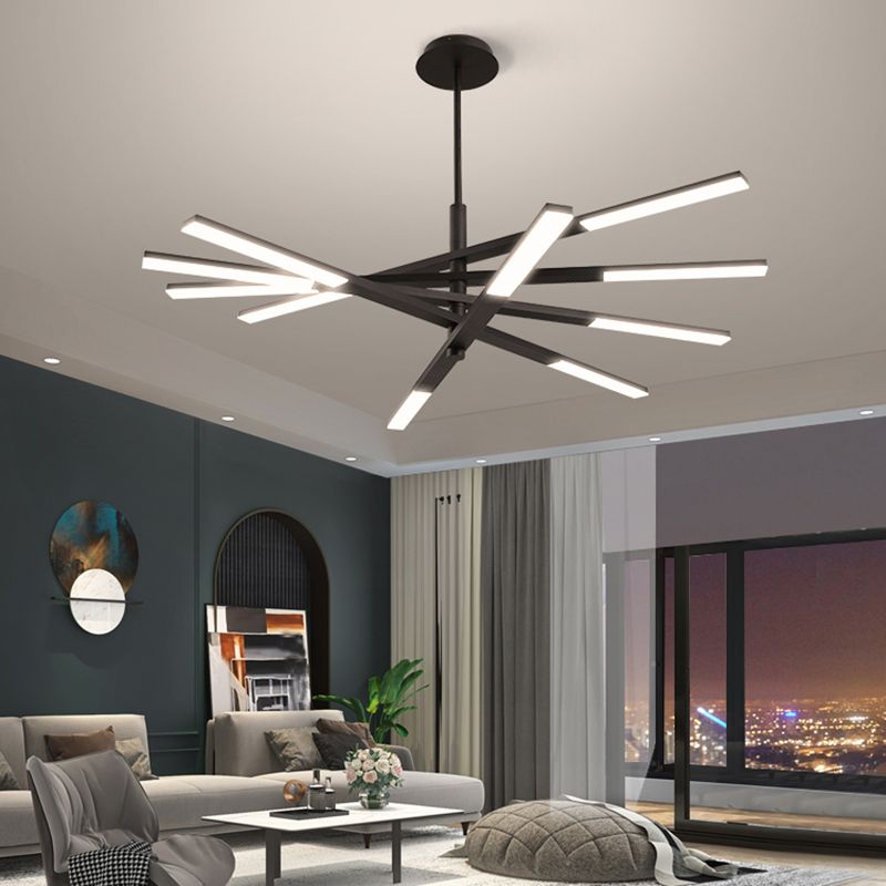 Linearer Schatten Metall Kronleuchter Lichter moderne Kronleuchterbeleuchtung in Schwarz