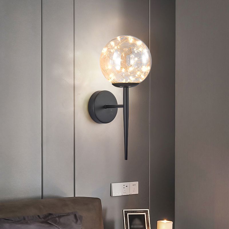 Modern Style Sphere Sconce Light Fixtures Glass 1 Light Wall Mounted Lighting