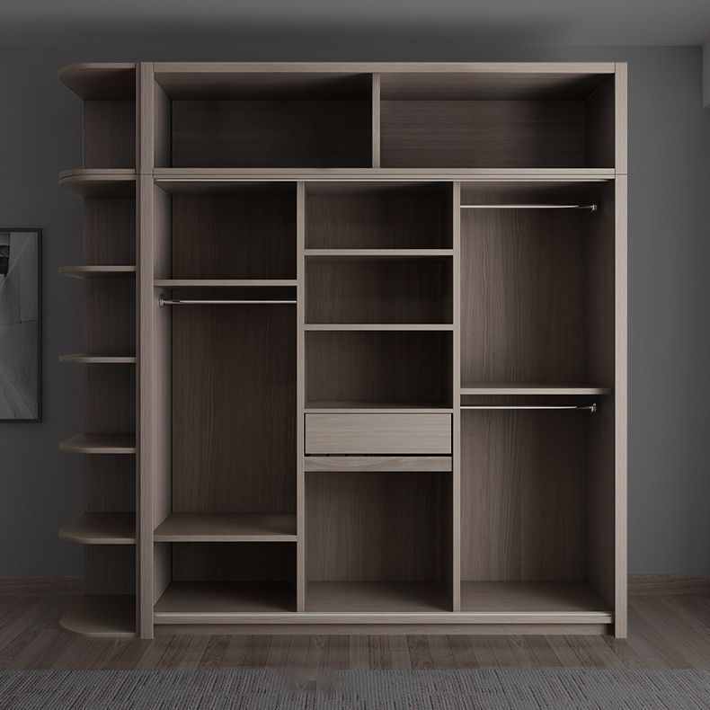 Grey Contemporary Storage Cabinet Faux Wood Cabinet with Sliding Doors