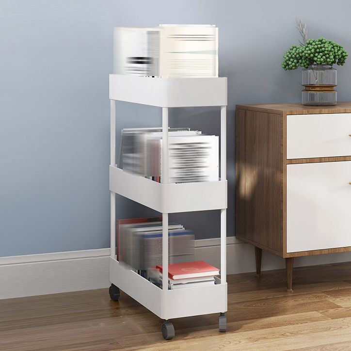 Modern Style Bookshelf Open Shelf Bookcase with Caster Wheels