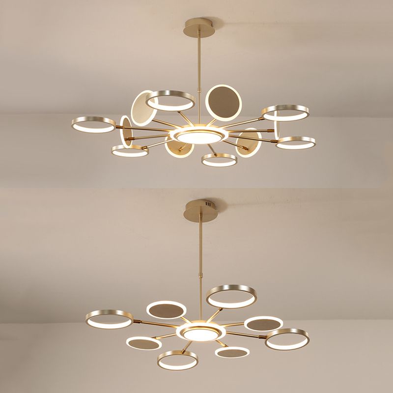 Nordic Style LED Hanging Light Fixture Circles Hanging Chandelier with Metal Shade