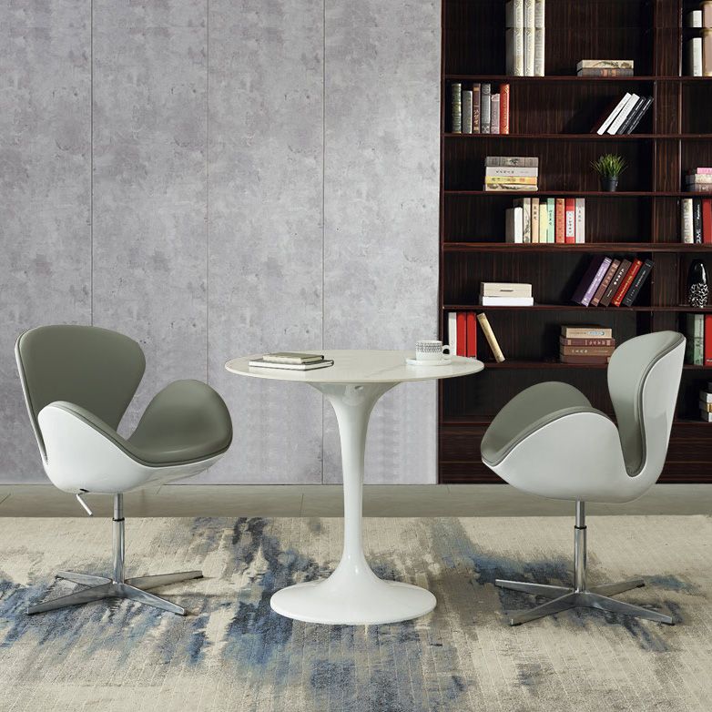 White Stone Table with Plastic Tulip Contemporary Round Dining Table