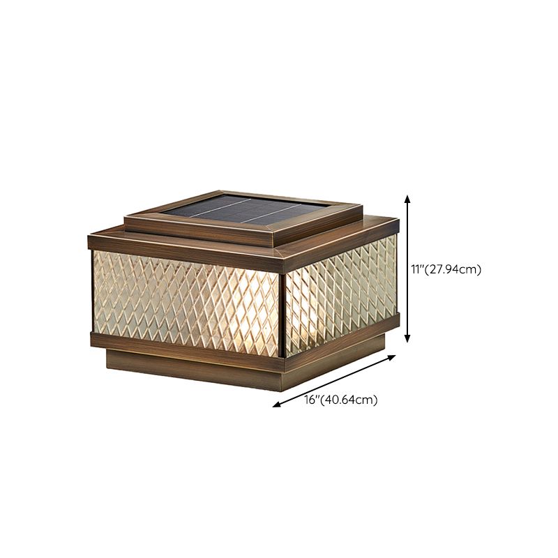 Contemporary Pillar Light Geometric LED Solar Lighting Fixture for Backyard