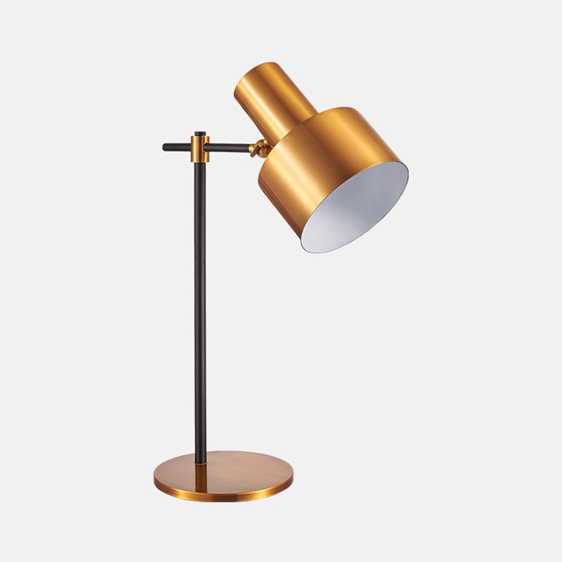 Lampada notturna di 1 luci di soggiorno Simple Gold Accendino con tonalità metallica cilindrica