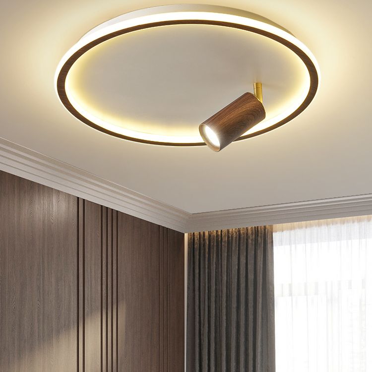 1 Spotlight Minimalism Circle Flush Mount Ceiling Light Aluminum Bedroom Flush Light