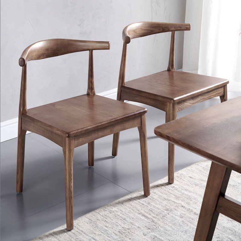 Silla lateral con respaldo abierto de estilo industrial para cocina, silla lateral de comedor de madera sin brazos