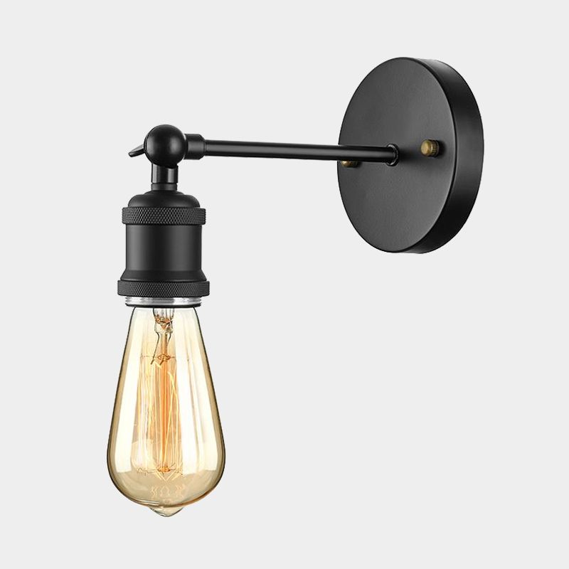 Finition noire / laiton 1 lampe à tête lampe industrielle en métal mini éclairage d'applications avec une ampoule nue pour la chambre