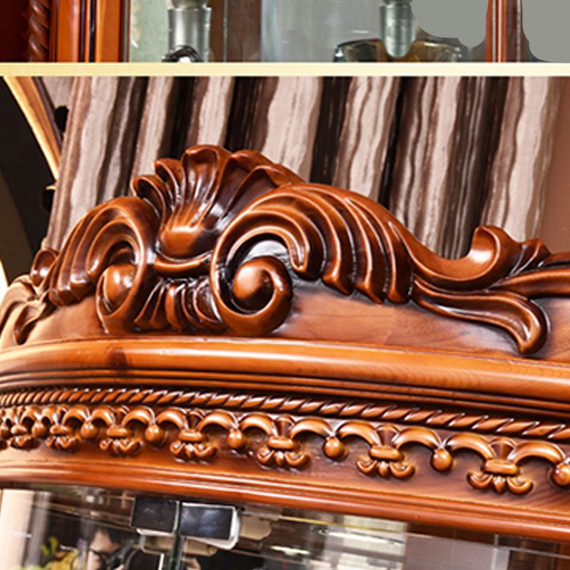 Glass Paned Solid Wood Rustic Knobs Accent Cabinet with Doors