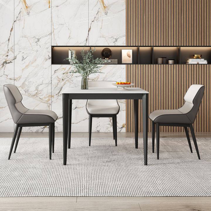 Square 4 Legs Table Industrial Style Stone Dinette Table for Dining Room