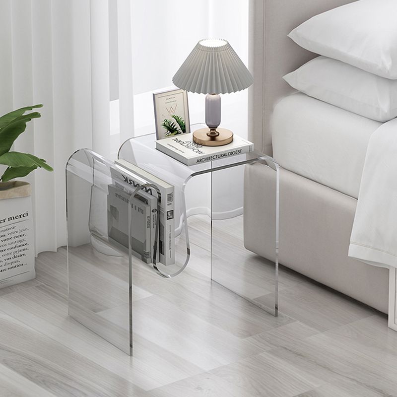 Glam Sofa Corner Table Square Sled Plastic Living Room with Shelf Side End Table