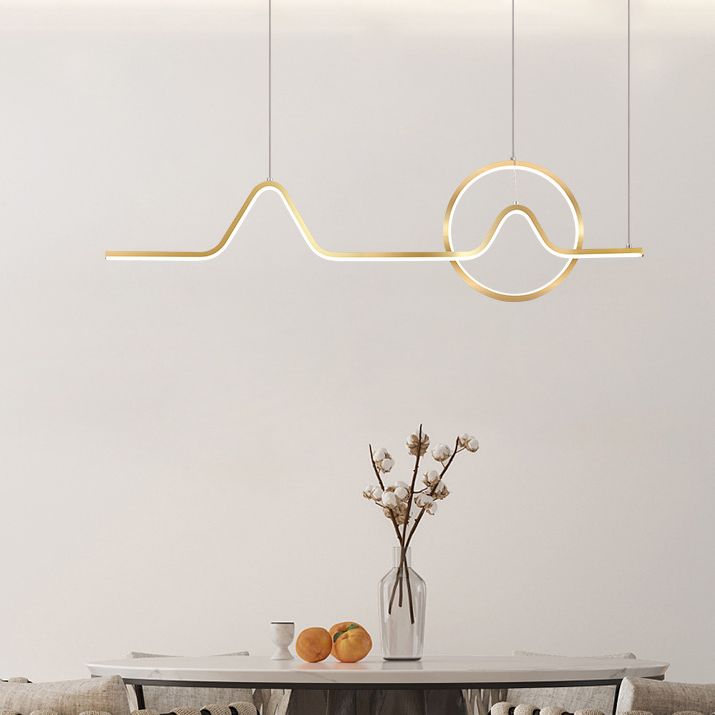 2-Light Modern Island Lighting Golden Metallic LED Ceiling Light for Bedroom
