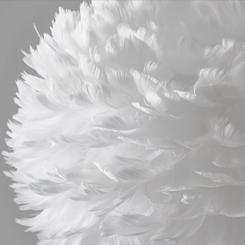 Modern Style Feather Hanging Lights White Simple Hanging Lamp Kit for Living Room
