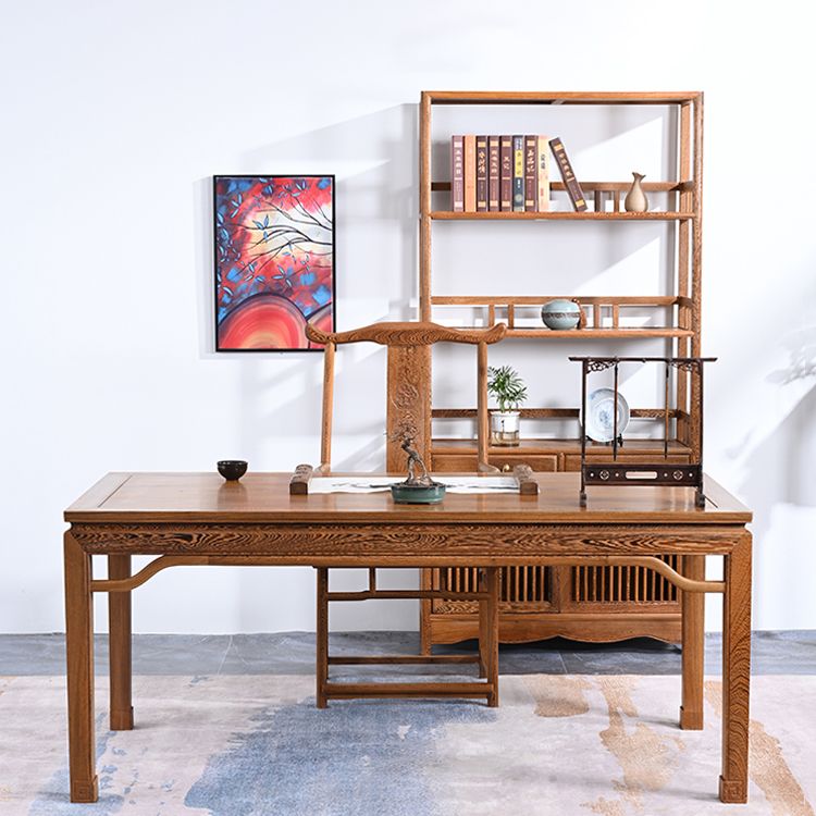 Juego de comedor de madera maciza de estilo tradicional con mesa fija de nogal y 4 patas base para uso en el hogar