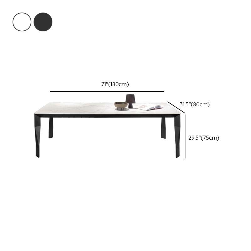 Industrial Style Dining Sintered Stone Table Dining Rectangle Table with Metal Legs