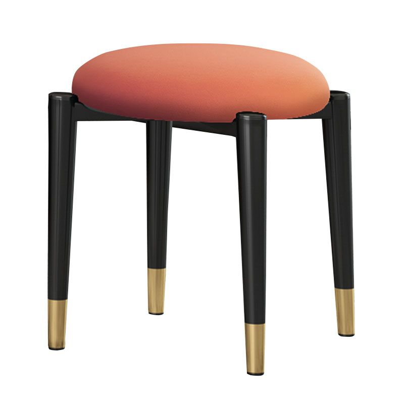 Luxury Ottoman Velvet Tear Resistant Solid Color Round Ottoman with Metal Legs