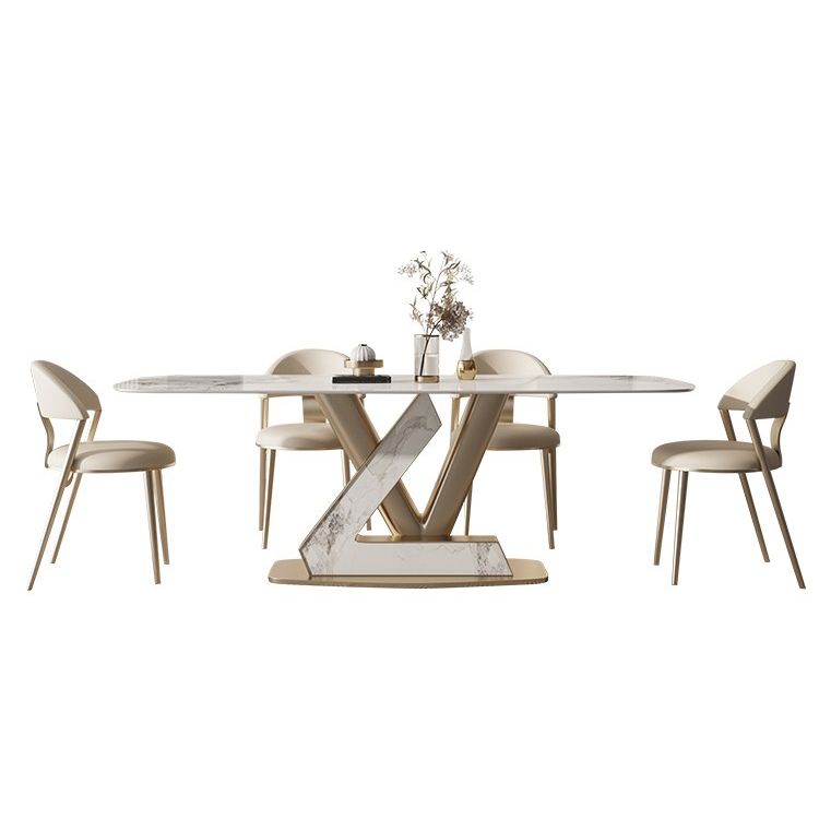 Nordic Glam Sintered Stone Rectangle Table Set 1/4/5/6/7/9 Pieces Dining Set