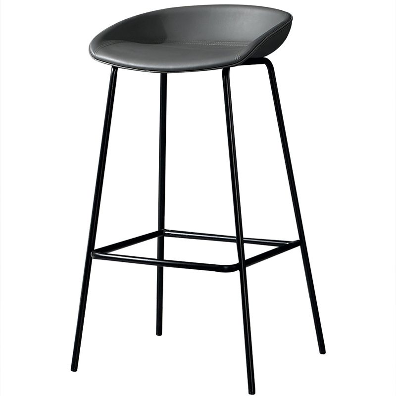 Contemporary Faux Leather Counter Stool Counter Height Bar Stool with Footrest