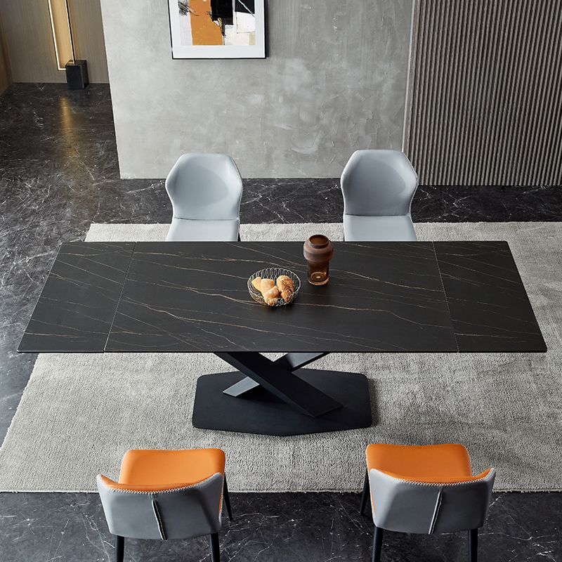 Designer Rectangle 1/4/5/6 Pieces Dinette Set Black Stone and Metal Dining Table Set