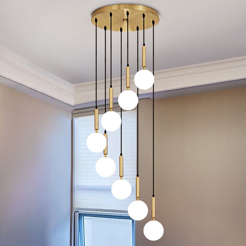 Modern Minimalist  Multiple Globe Shade Pendant Light  Metal Long Hanging Lamp  for Living Room