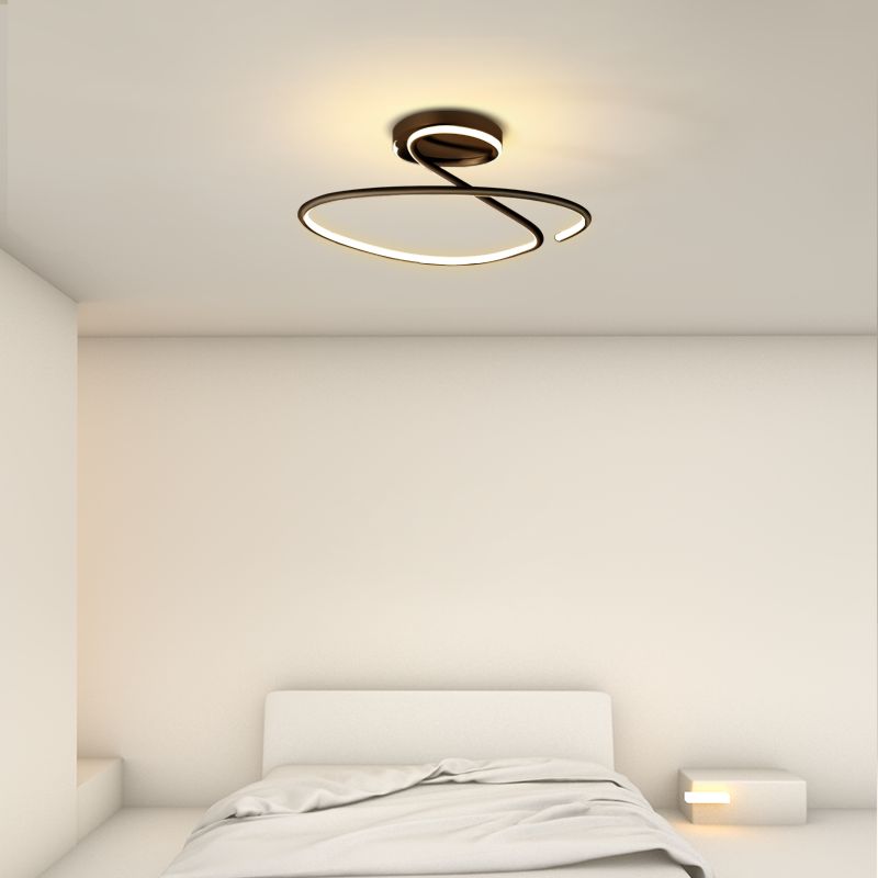 Minimalist Circular Ceiling Flush Mount Aluminum LED Bedroom Semi Flush Light