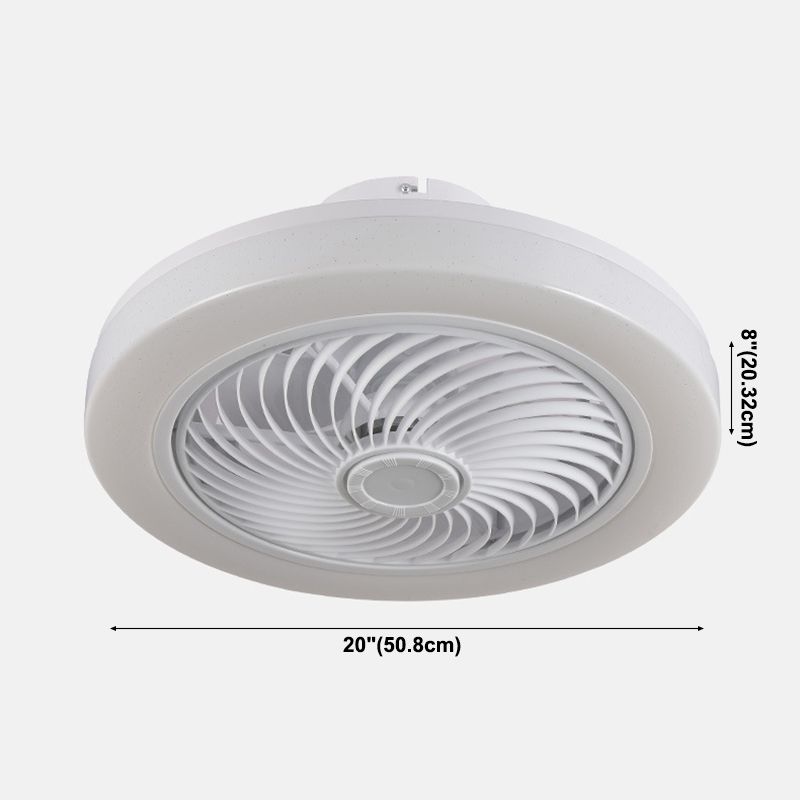 Weiße kreisförmige LED -Deckenlicht in moderner Einfachheit Schmiedeeisendecken -Deckenventilatoren mit Acrylschatten