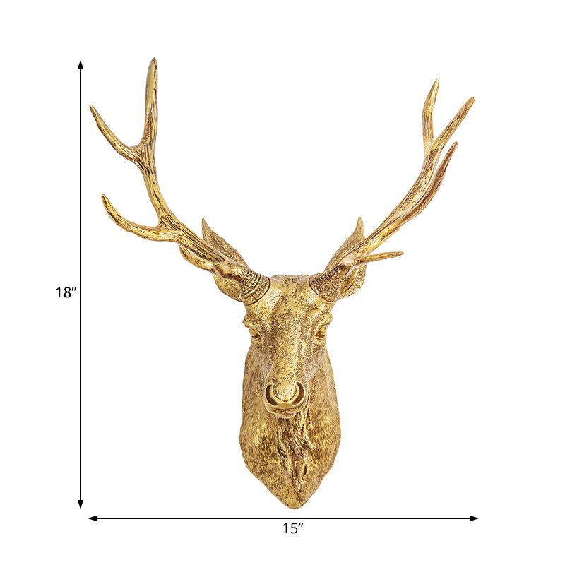 Deer Head Bedroom Wall Light Fixture Traditional Style Resin 1 Light Grey/Silver/Bronze Sconce Lamp