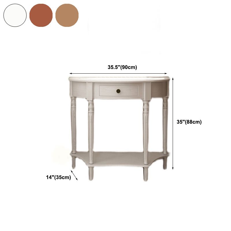 Storage Solid Wood Console Table Half Moon Mid-Century Modern Console