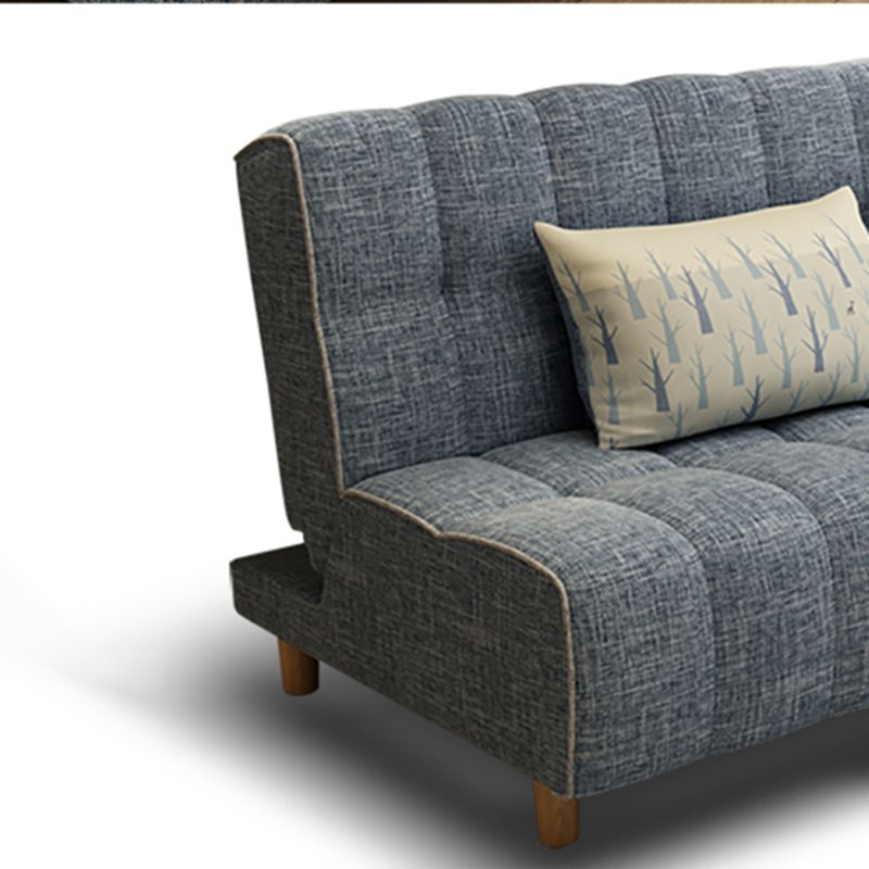 Cotton Blend and Faux Leather Contemporary Armless Couch Bed