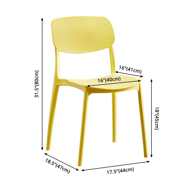 Scandinavian Plastic Armless Dining Chairs Dining Room Open Back Side Chair