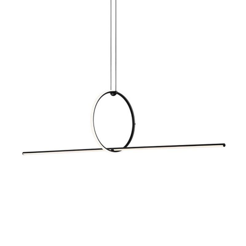 Black Geometrical Island Light Fixture Simple Style LED Metal Island Ceiling Light