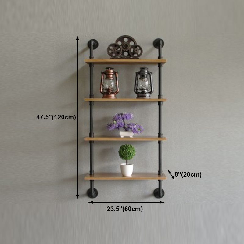 Wall Mounted Bookcase Industrial Metal Floating Shelf for Study Room
