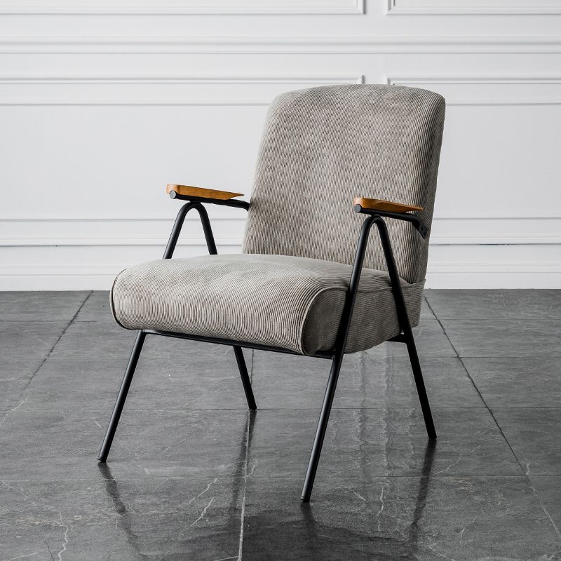 Corduroy Arms Included Chair 32.28" High Solid Wood Armchair with Basic Four Leg
