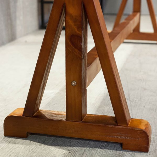 Modern Rectangle Bar Dining Table Wood Trestle Bar Height Cocktail Table 42-Inch Top