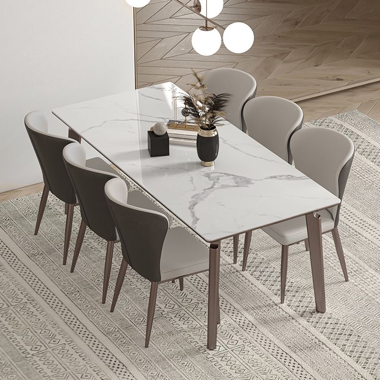 Sintered Stone Medieval Modern Table Rectangle Table with 4 Wooden Legs for Restaurant